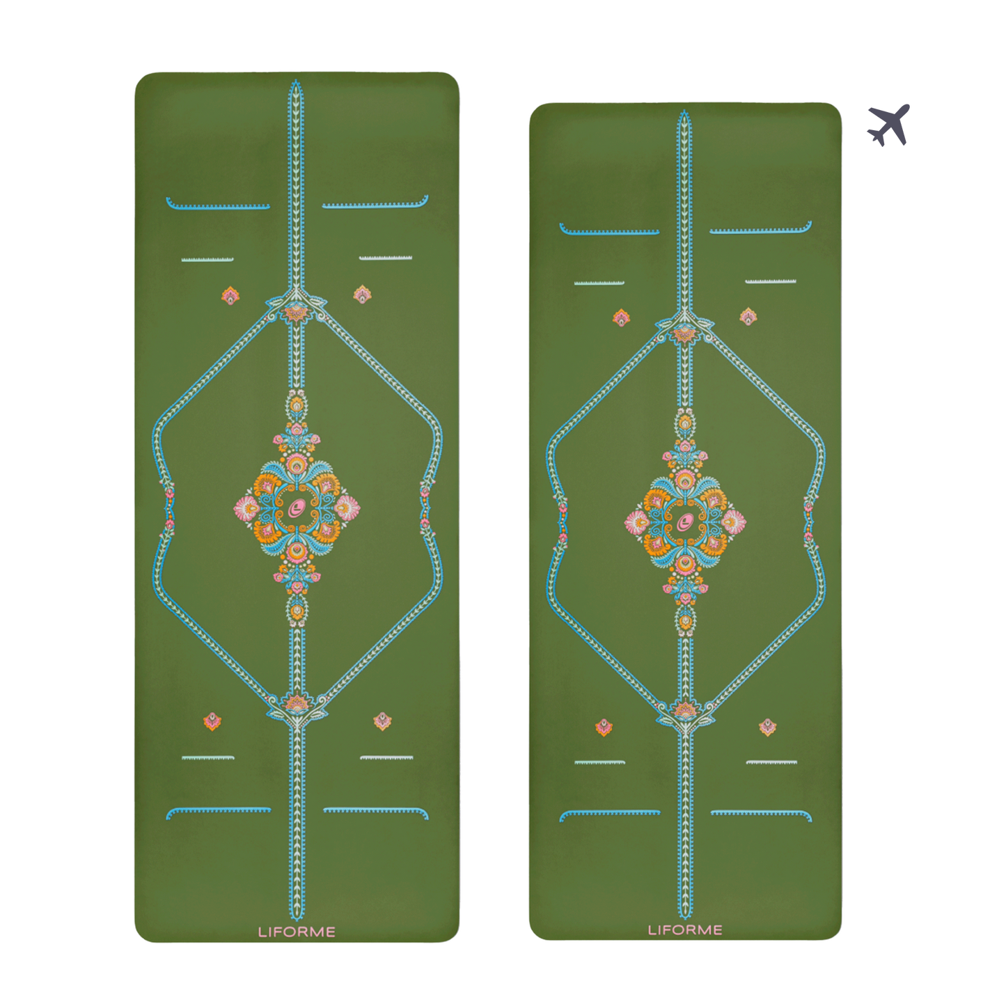 Liforme Mindful Garden Yoga Mat & Travel Mat Bundle